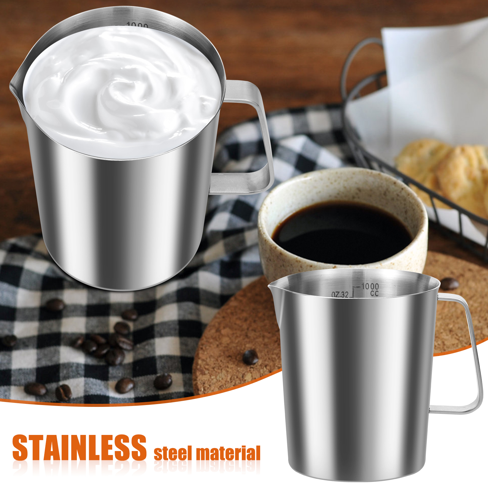 500/1000ML Stainless Steel Mil - đánh giá và giá Milk Steaming Pitcher